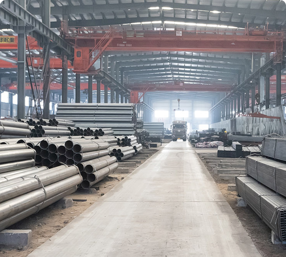 Galvanized steel pipe stock yard