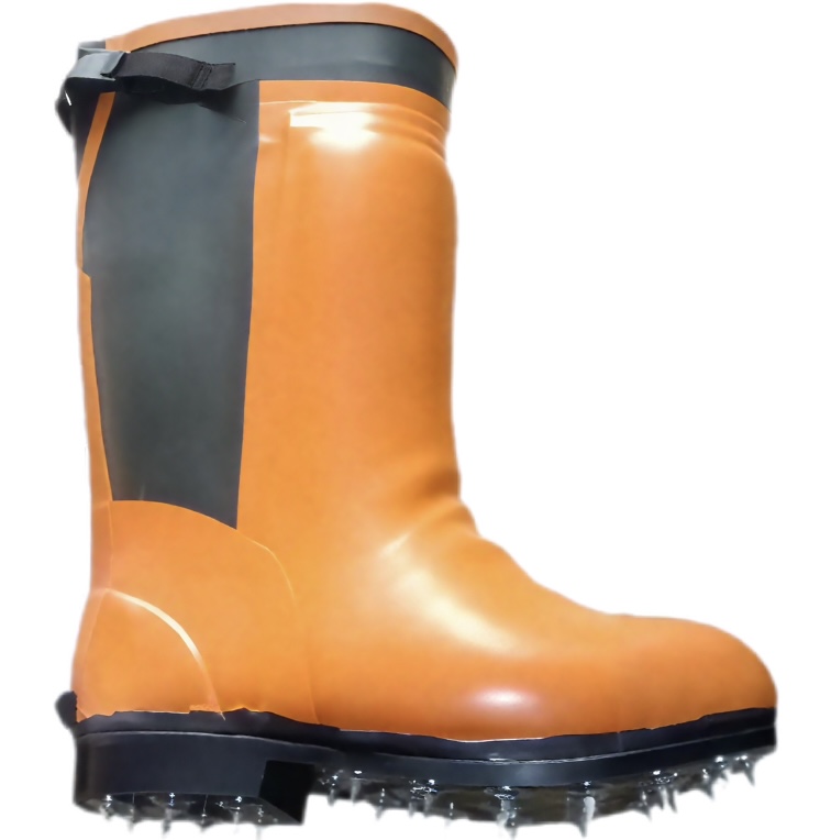 Orange anti-cut steel toe rubber work boots