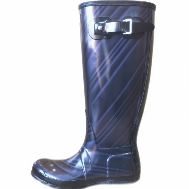 Ladies 3D - textured rubber rain boots with side buckle