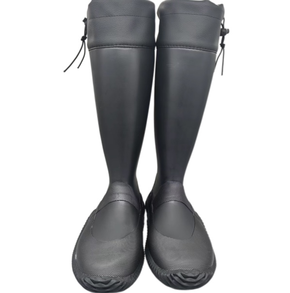 Black men's latex waterproof high garden fishing rain boots