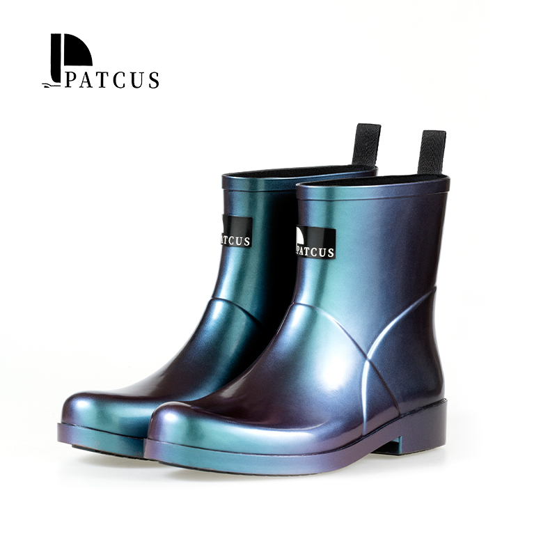 Side shot of Patcus men's latex waterproof rain boots