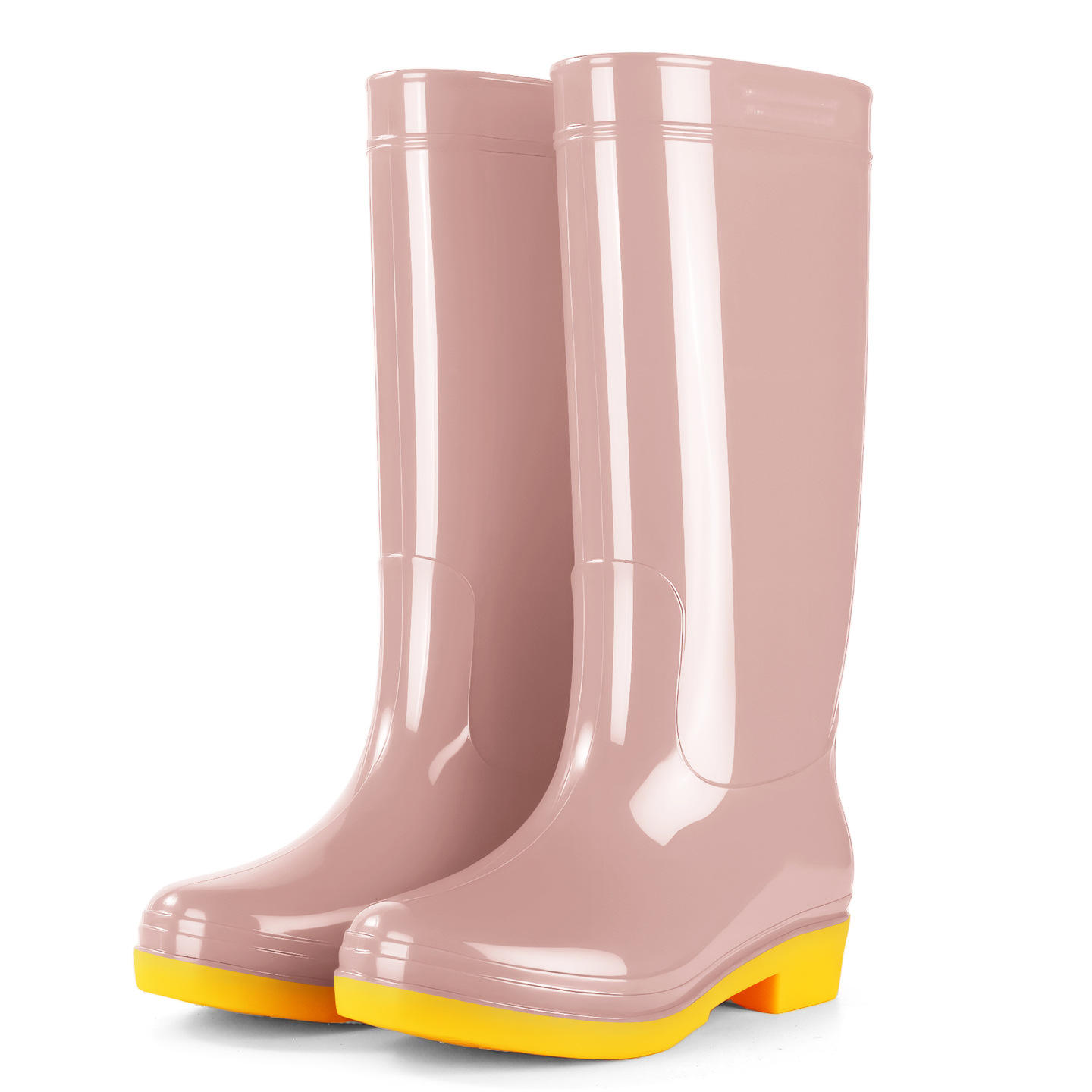 Slip-resistant wellington boot with textured outsole for slippery worksites